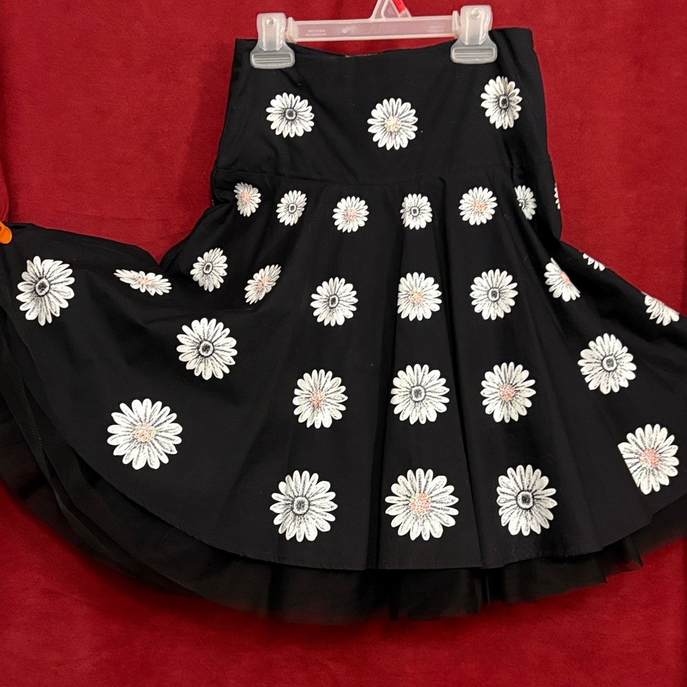 The Children's Place Black Skirt with White Floral Design